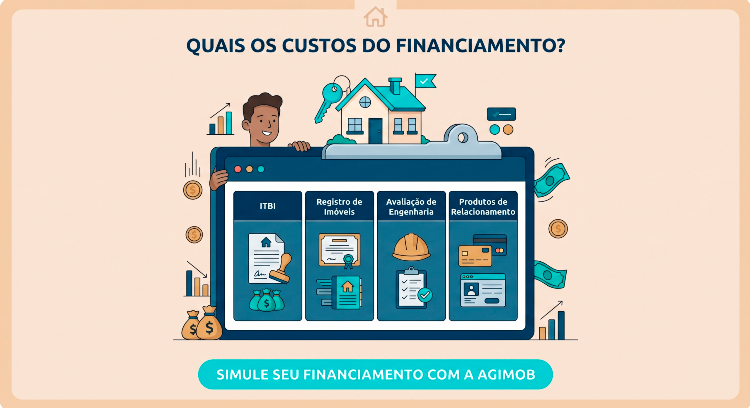 Vai financiar um imóvel? Descubra todos os custos ocultos como ITBI, registro e avaliação do banco. Evite surpresas e simule online na Agimob.